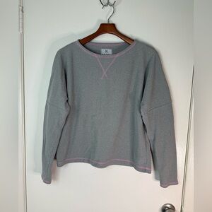 Dudley Stephens gray with pink detailing long sleeve pop over scoop neck top L